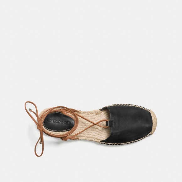 ▫️Coach▫️Rita Black Nappa Leather Espadrilles - Picture 2 of 11